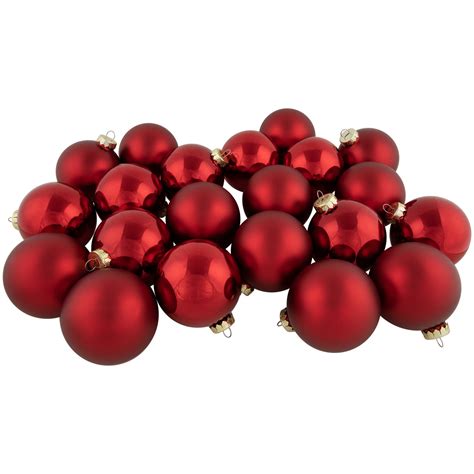 96ct Shiny And Matte Red Glass Ball Christmas Ornaments 325 80mm