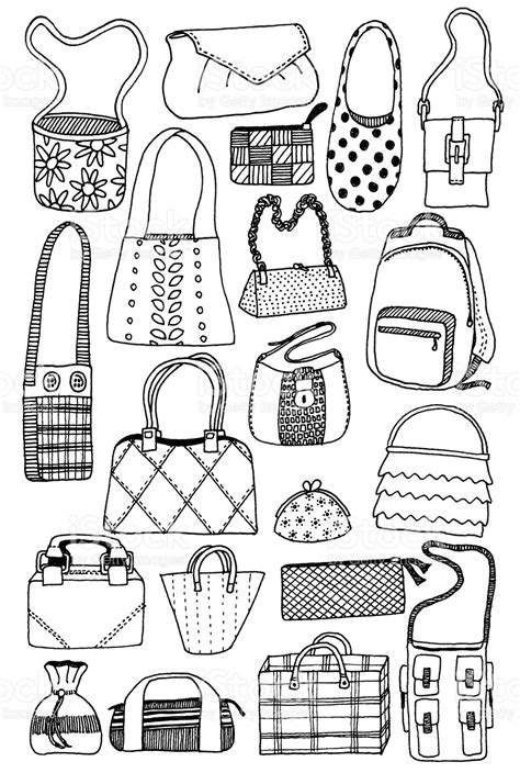 Doodle Sketches Of Twenty Different Styles Of Bag Drawing Bag Bag