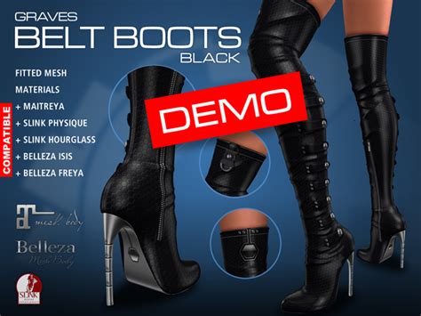 Second Life Marketplace Graves Belt Boots Black Demo