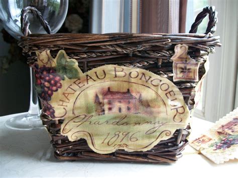 Decoupaged Basket French Provence French Country Treasury Etsy
