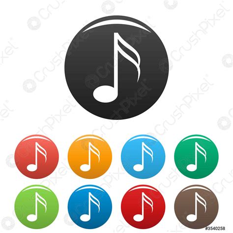 Sixteenth Music Note Icons Set Color Stock Vector Crushpixel