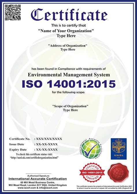 Iso 140012015 Iso 14001 Certification Ia Cert