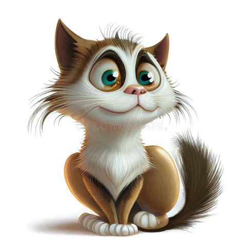 A Cartoon Cat With Big Eyes Sitting Down And Staring At Something With
