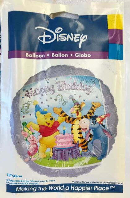 Disney Winnie The Pooh Happy Birthday Mylar Helium 18 Balloon Lot Of 1