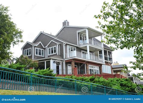 Regal Hilltop Modern Victorian Style Mansion Stock Image Image Of