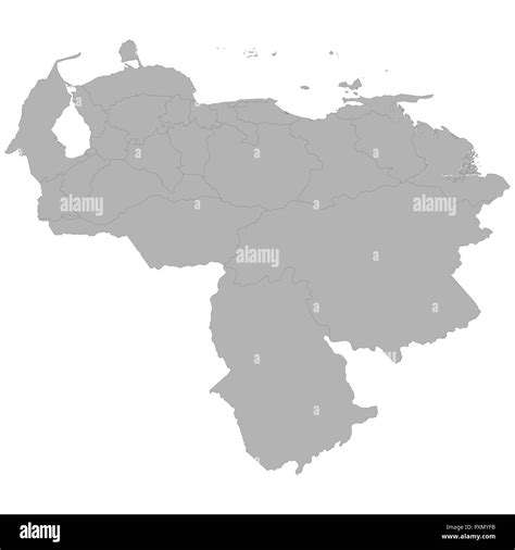 High Quality Map Of Venezuela With Borders Of The Regions On White