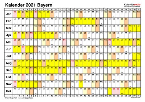 Kalenderpedia 2021 Bayern Kalender 2021 Vorlage Zum Download Alle