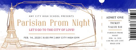 Paris Themed Prom Night Ticket Template Postermywall