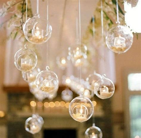 6pc Glass Bauble Hanging Ball Table Led Tea Light Holder Home Christmas