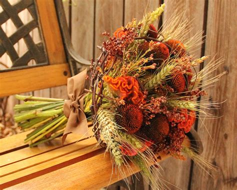 It would blend in with the surroundings and actually stand out because of i. Sea of Blossoms: Earthy Fall Wedding Bouquet