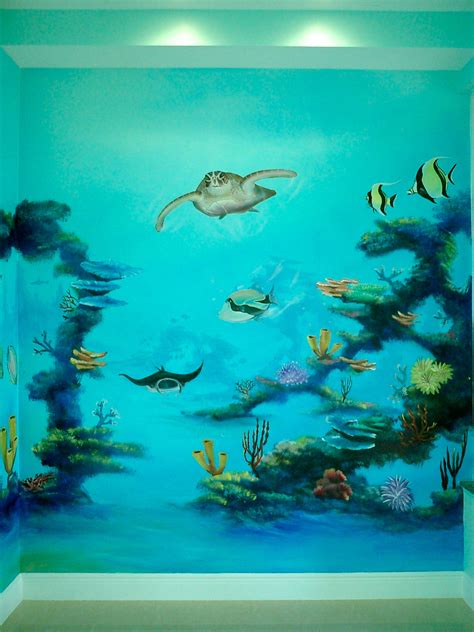Mural Underwater Art Turquoise
