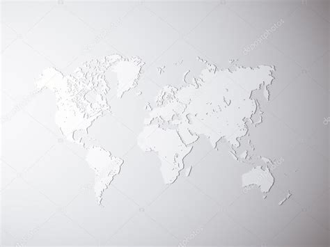 Blank Grey Political World Map 3d Rendering Empty Concrete Wall