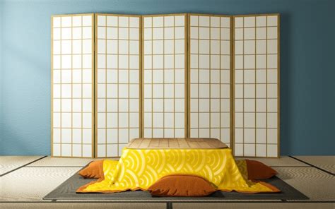 Premium Photo Japanese Partition Paper Wooden Design And Kotatsu Low