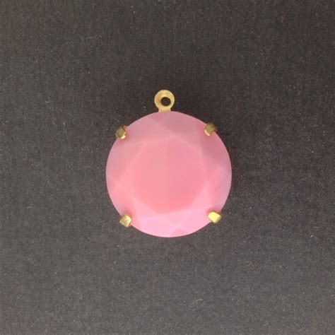 Vintage Opaque Pink Faceted Glass Stone 1 Loop Brass Setting Etsy