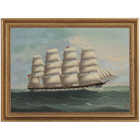 Original 19th Century Tall Ship Oil Painting Marine And Beach Paintings