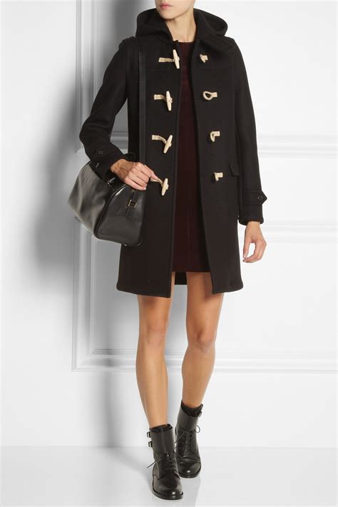 Lyst Saint Laurent Wool Duffle Coat In Black