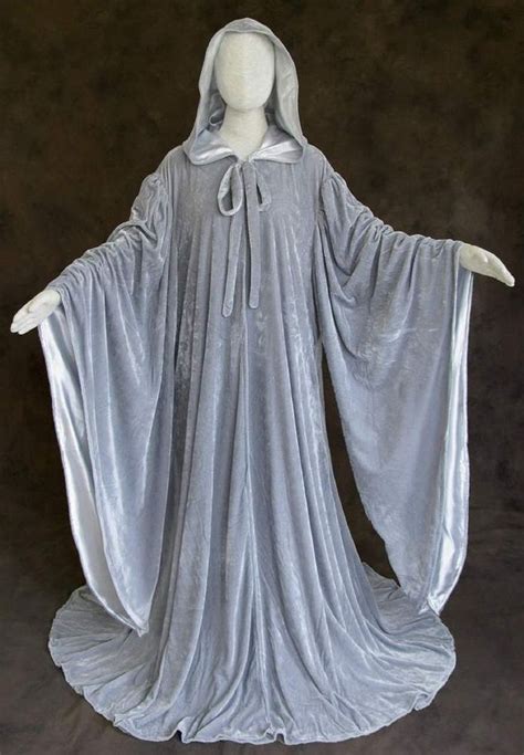 Robe Wizard Gray Avec Hood Sleeves Fashion Costume Lined In Etsy