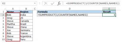 Count Unique Values In Excel Using Countif Function