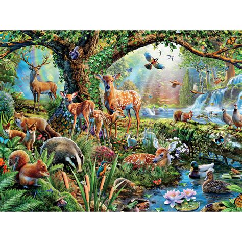 A nice selection of tiger puzzles with varying numbers of pieces and designs. Woodland Creatures 1500 Piece Giant Jigsaw Puzzle | Spilsbury