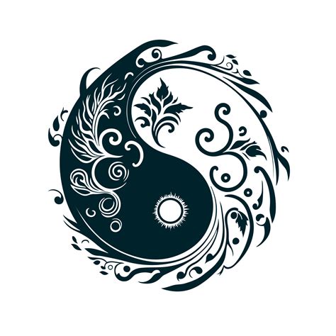 Floral Yin and Yang symbol of harmony and balance. Simple, elegant