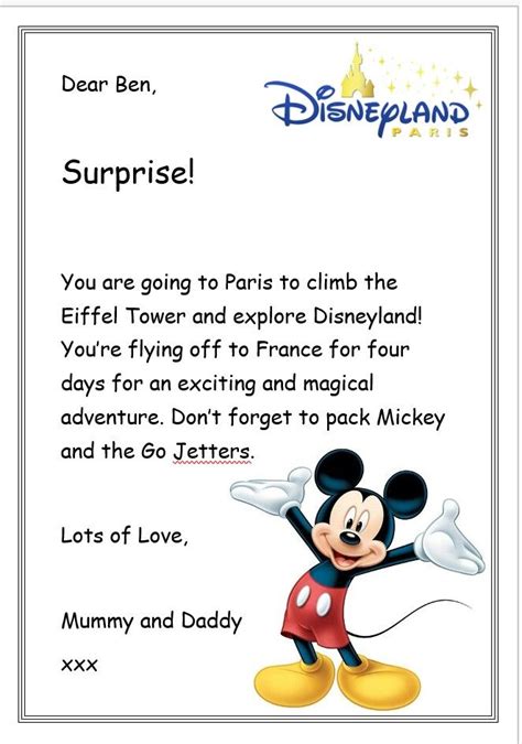 Free Printable Disney Surprise Letter Template Free Printable Templates