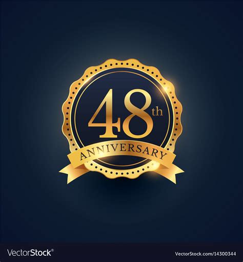 48th Anniversary Celebration Badge Label In Vector Image