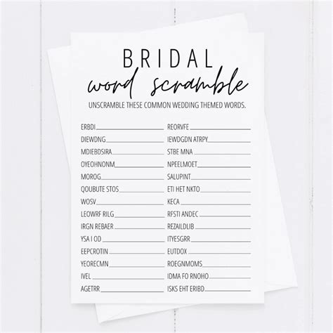bridal shower word scramble free printable in 2020