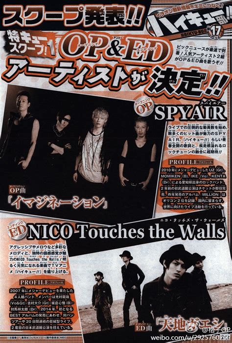 Spyair Y Nico Touches The Walls Interpretarán El Opening Y Ending De