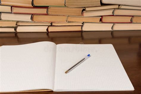 Blank Notepad On The Table With Books Stock Photo Image Of Above