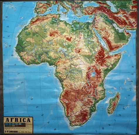 Africa Large Extreme Raised Relief Map Relief Technik Vintage New