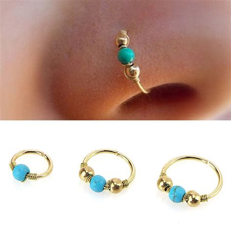 Brand Hoops Helix Piercing Ear Cartilage Surgical Steel Turquoises