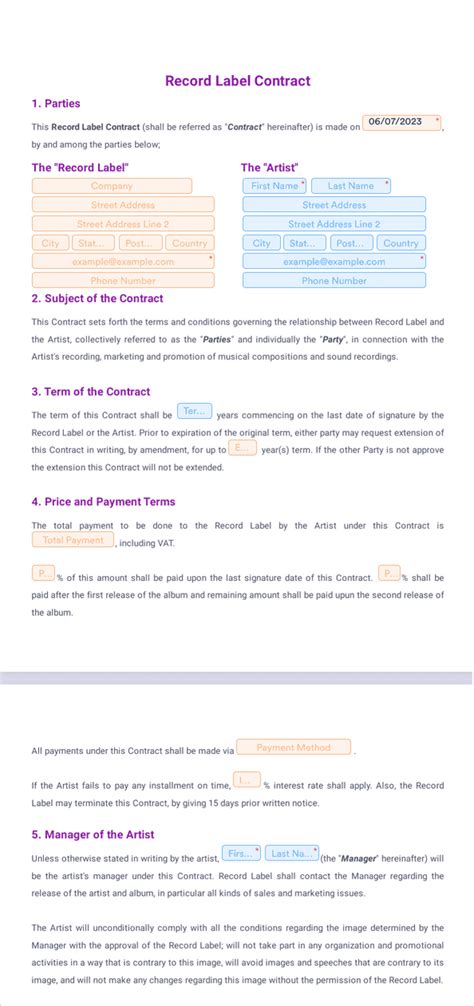 Record Label Contract Template Sign Templates Jotform
