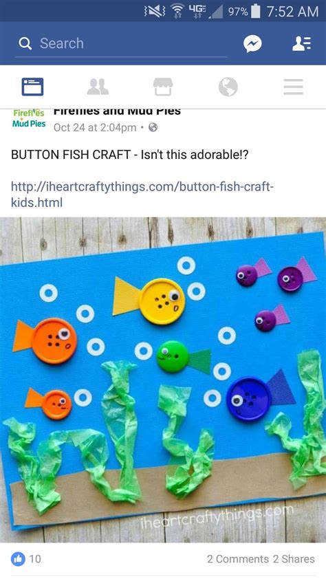 Pin by Michaela Wilding on kids, kids, kids | Ocean kids crafts, Fish crafts kids, Button crafts 