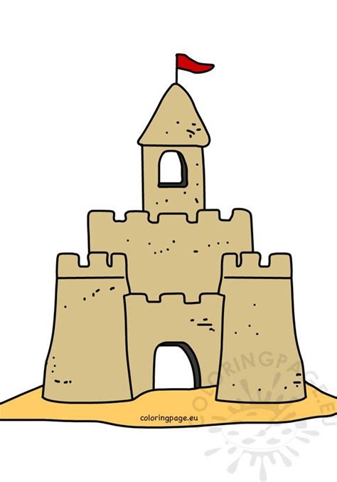 sand castle cartoon vector illustration coloring page