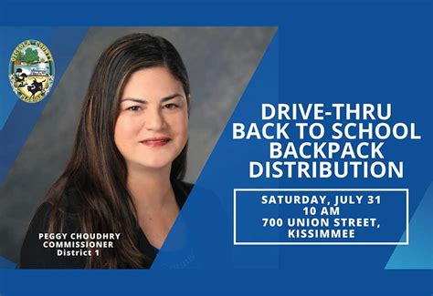 Osceola County Commissioner Peggy Choudhry To Host Drive Through Back
