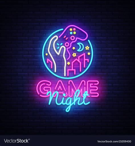 Game Night Neon Sign Logo Design Template Vector Image