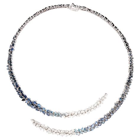 Blue Sapphire And Diamond Necklace For Sale At 1stdibs