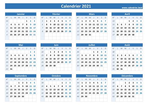 Numéro De Semaine 2021 Liste Dates Et Calendrier 2021 Avec Semaine à