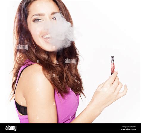 Woman Smoking E Cigarette Stock Photo Alamy