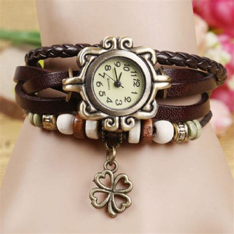 Fashion Vintage Cowhide Faux Leather Bracelet Watches In