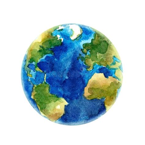 Photo About Beautiful Watercolor Hand Drawn Vector Illustration Of Earth Planet Illustration Of