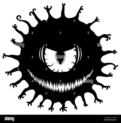 Evil Eye Halloween Monster Stylized Stencil Black Vector Illustration