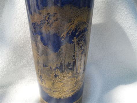 Antique W And R Carlton Ware Temple On Cobalt Blue Goldgilt Vase From