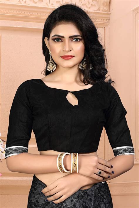 Black Plain Silk Saree With Blouse Hirvanti Fashion 3109626