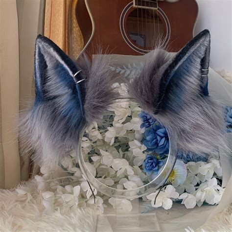 Grey Wolf Furry Ears Etsy