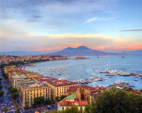 Naples Coastal City In Italy And Mount Vesuvius Known After Pompeii