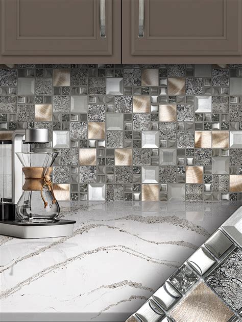 High quality natural stone, ceramic and porcelain tiles and mosaics with affordable prices Glass Metal Gray Copper Mosaic Backsplash Tile ...