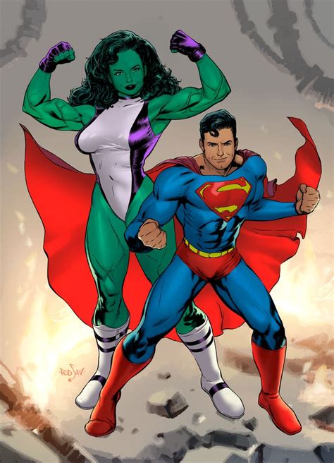 She Hulk And Superman Action By Incredible Bray On Deviantart The