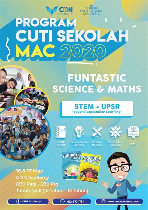 Takwim tarikh dan kalendar cuti sekolah bagi tahun 2020. PROGRAM CUTI SEKOLAH (PCS) FUNTASTIC SCIENCE & MATHS 2020 ...