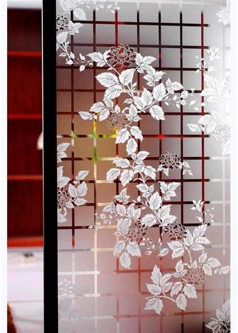 Beautiful Floral Glass Etchimg Window Glass Design Glass Etching